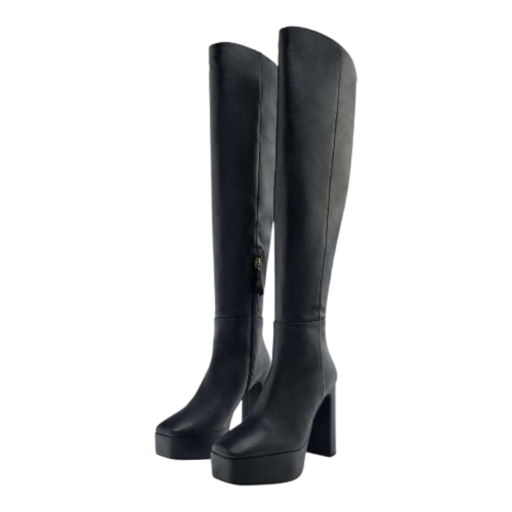 🌟Zara Black Over The Knee Leather Platform Boots